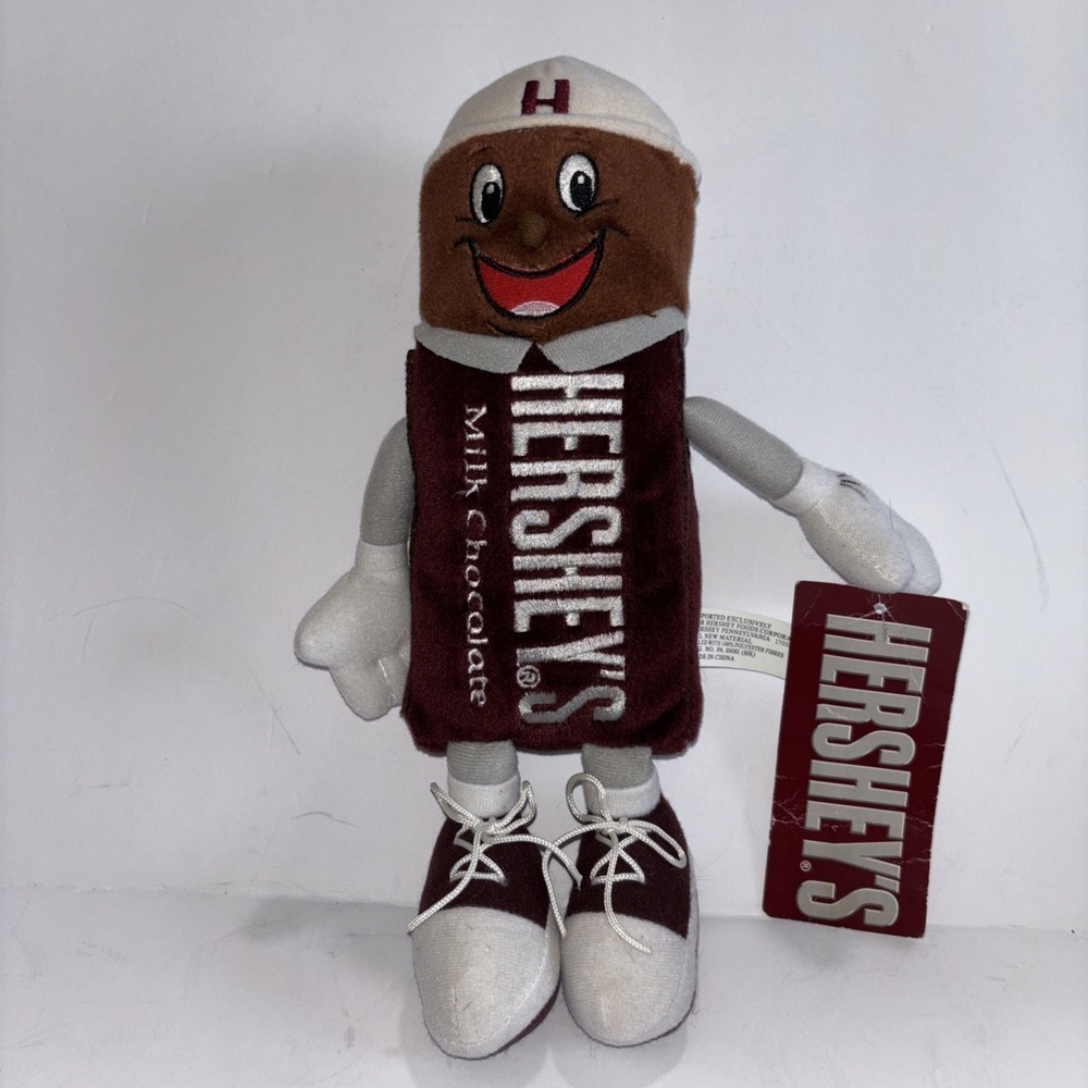HERSHEYS 10" STUFFED PLUSH CHOCOLATE BAR With Backwards Hat VTG 2008 With Tag